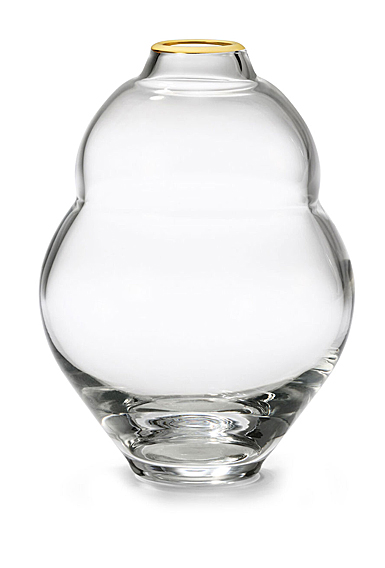 Aerin 6.5" Sancia Gourd Glass Vase, Clear