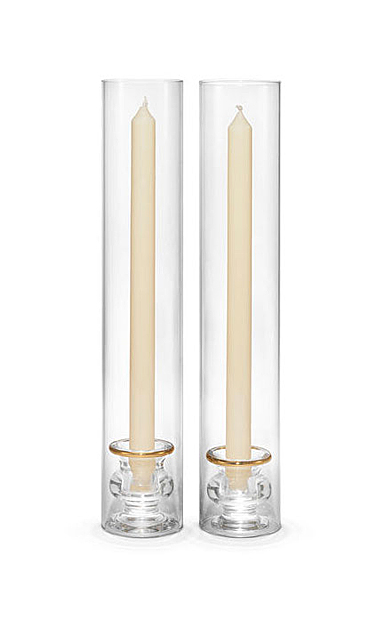 Aerin Sancia Taper Candle Holder with Sleeve, Gold Rim, Pair