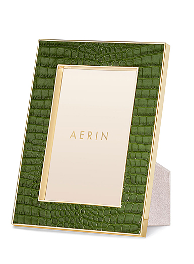 Aerin Classic Croc Leather Frame, 4 X 6", Verde