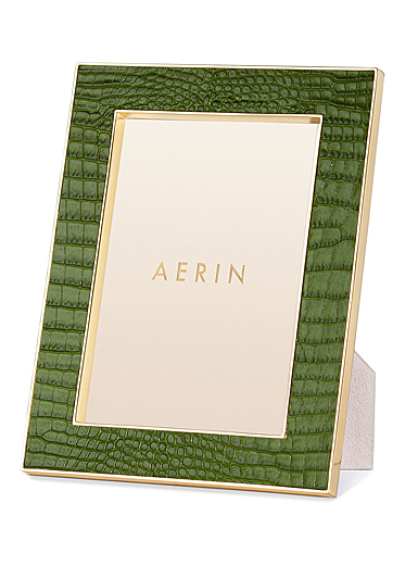 Aerin Classic Croc Leather Frame, 5 X 7", Verde