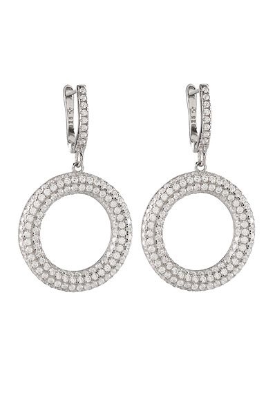 Cashs Ireland, Clarice Sterling Silver Pave Pierced Earrings