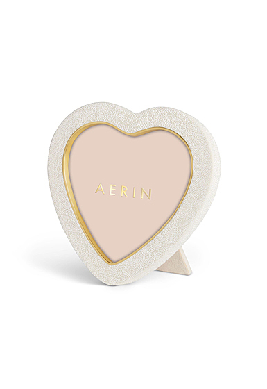 Aerin Shagreen Heart Frame, Cream
