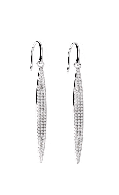 Cashs Ireland, Silver and Crystal Feather Pierced Earrings
