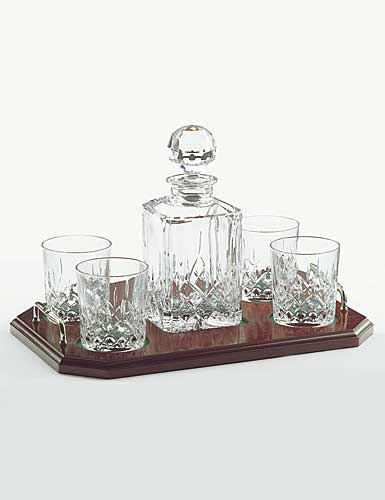 Galway Crystal Longford Square Decanter Tray Set