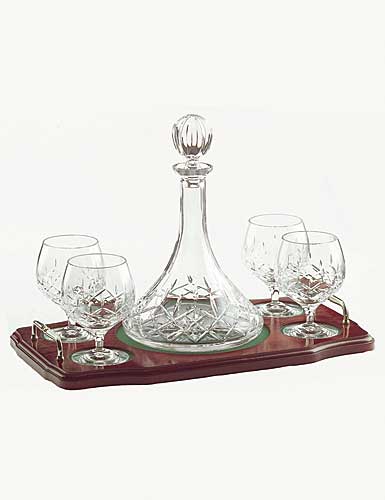 Galway Crystal Longford Miniature Brandy Decanter Tray Set