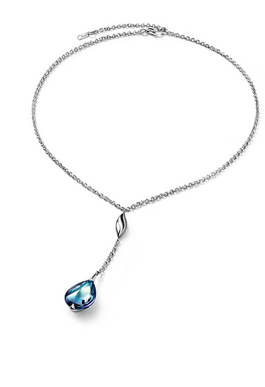 Baccarat Crystal Fleur De Psydelic Aqua Blue Mirror Silver Pendant Necklace