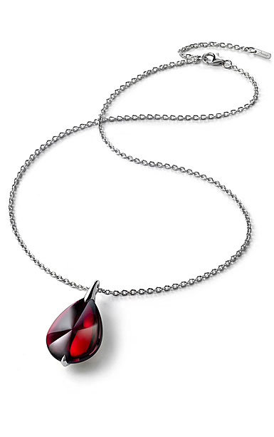 Baccarat Crystal Fleur De Psydelic Iridescent Red Silver Large Pendant Necklace 