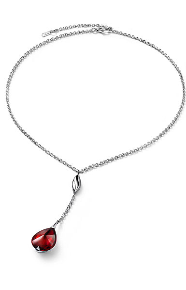Baccarat Crystal Fleur De Psydelic Iridescent Red Silver Small Pendant Necklace 
