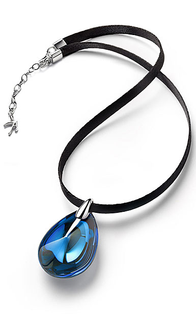 Baccarat Crystal Psydelic Medium Pendant Necklace Sterling Silver Blue Riviera
