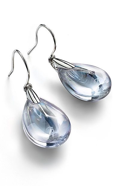 Baccarat Psydelic Wire Pierced Earrings, Mirrored Clear Crystal