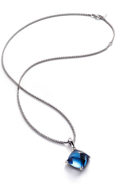 Baccarat Crystal Medicis Necklace Sterling Silver Blue Riviera 