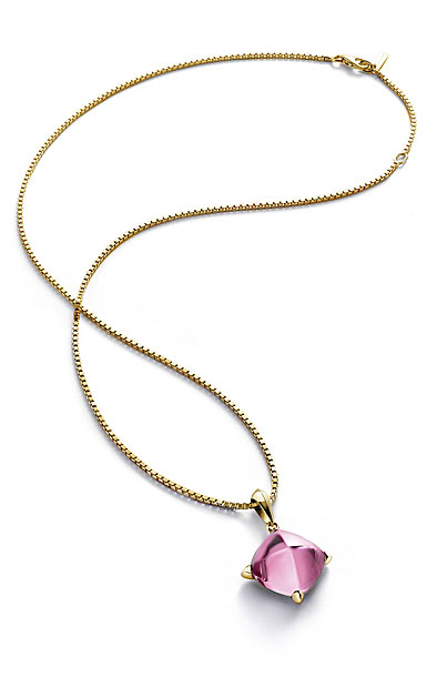 Baccarat Crystal Medicis Necklace Vermeil Gold Pink