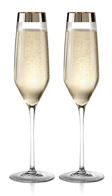 Cashs Ireland Vino Grand Cru Platinum Champagne Flutes, Pair