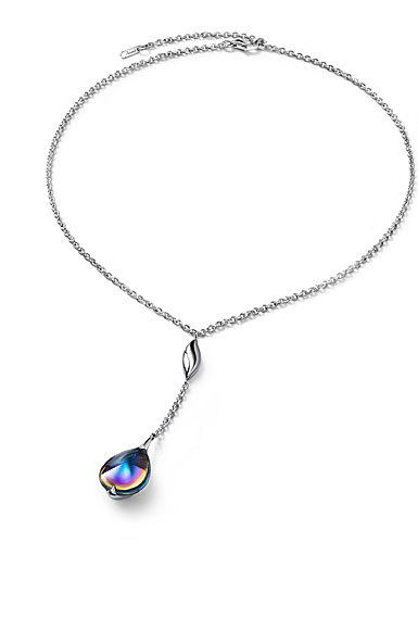 Baccarat Crystal Fleur De Psydelic Blue Scarabee Silver Small Pendant Necklace 