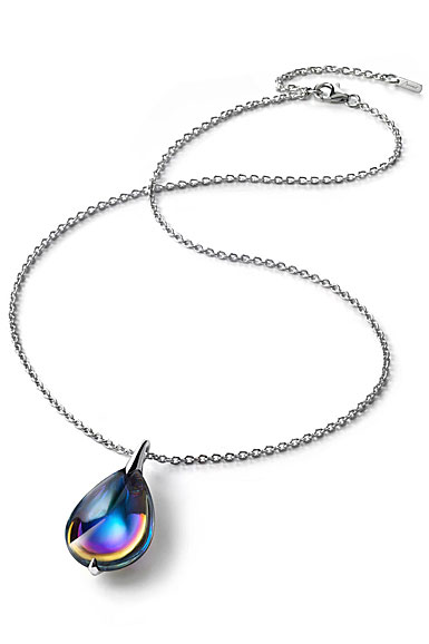 Baccarat Crystal Fleur De Psydelic Blue Scarabee Silver Large Pendant Necklace 