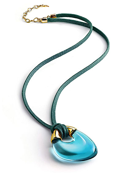 Baccarat Crystal Galea Pendant Necklace Vermeil Gold Turquoise