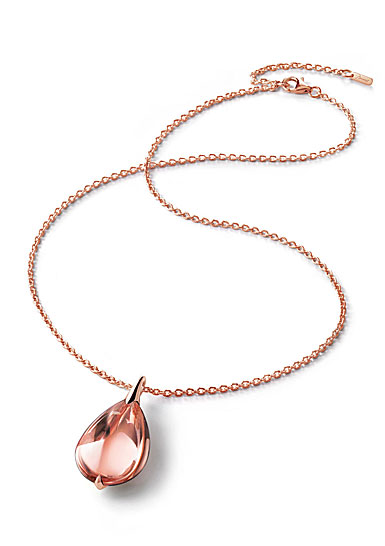 Baccarat Crystal Fleur De Psydelic Light Pink Rose Gold Vermeil Pendant Necklace