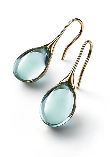 Baccarat Crystal Galea Wire Earrings Vermeil Gold Turquoise