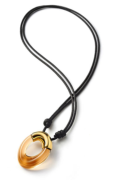 Baccarat Crystal Galea Pendant Necklace Vermeil Gold Honey