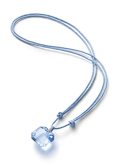 Baccarat Crystal Marie-Helene De Taillac Pendant Necklace Sterling Silver Light Blue