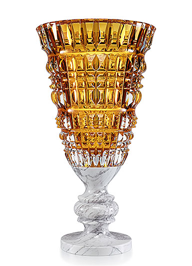 Baccarat Crystal, New Antique Amber 26.75" Vase, Limited Edition