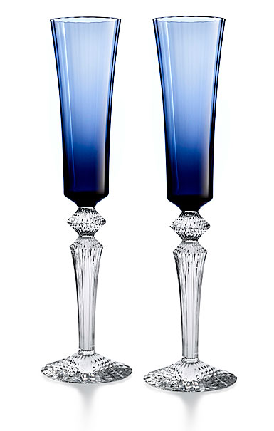 Baccarat Crystal, Mille Nuits Flutissimo Midnight Crystal Flutes, Pair