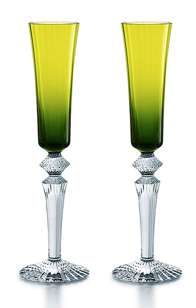 Baccarat Crystal, Mille Nuits Flutissimo Moss, Boxed, Pair