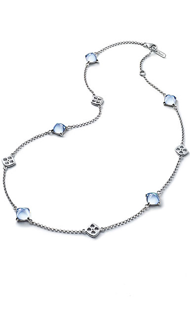 Baccarat Crystal Medicis Mini Necklace Sterling Silver Aqua 