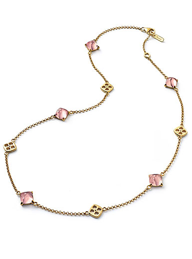 Baccarat Crystal Medicis Mini Necklace Vermeil Gold Pink