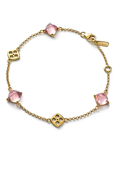 Baccarat Crystal Medicis Mini Chain Bracelet Vermeil Gold Pink