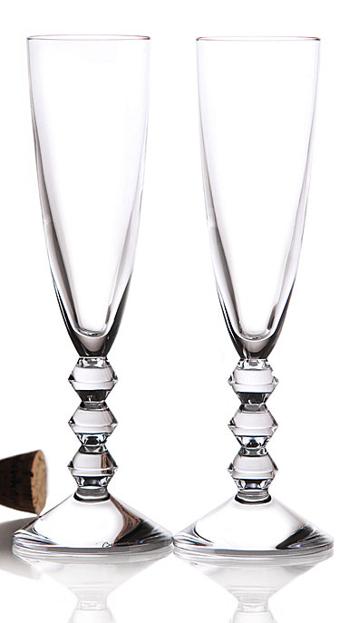 Baccarat Crystal, Vega Clear Crystal Flute, Pair