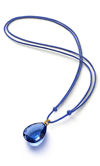 Baccarat Crystal Marie-Helene De Taillac Pendant Necklace Vermeil Gold Blue