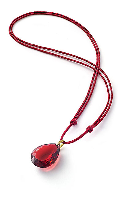 Baccarat Crystal Marie-Helene De Taillac Pendant Necklace Vermeil Gold Red
