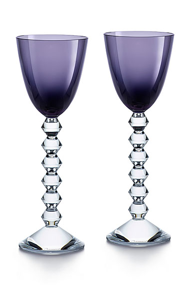 Baccarat Crystal Vega Rhine Wine Purple Glass Pair
