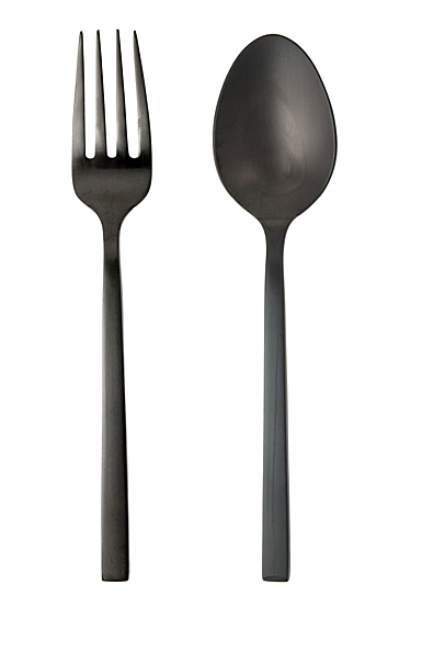 Fortessa Stainless Flatware Arezzo Brushed Black 2 Piece Serving Set