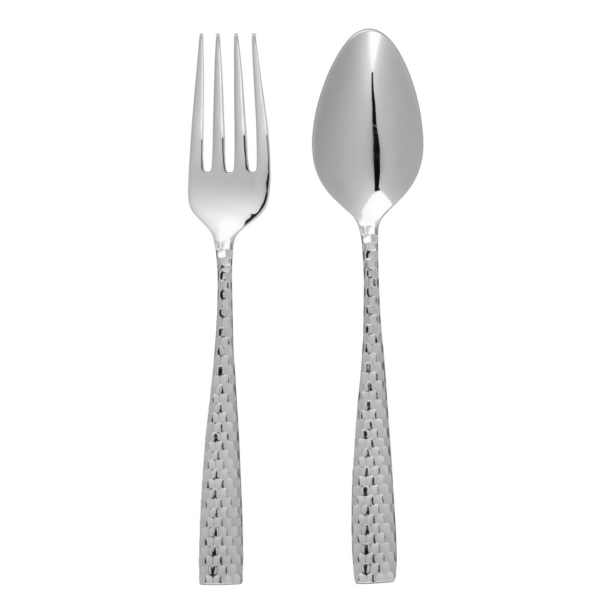 Fortessa Stainless Flatware Lucca Faceted 2 Piece Serve Set