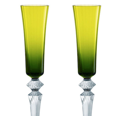 Baccarat Crystal, Mille Nuits Flutissimo Moss, Boxed, Pair