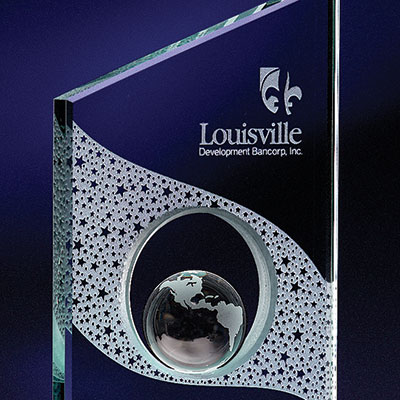 Crystal Blanc, Personalize! Perspective Award with Stars, Large