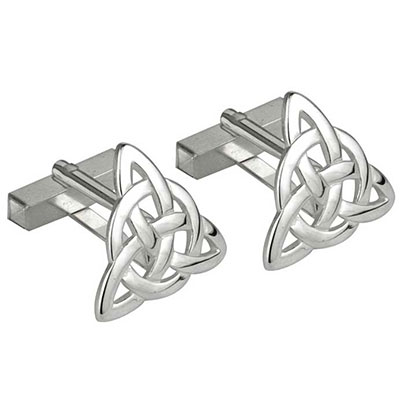 Cashs Ireland Rhodium Triangle Celtic Knot Cufflinks Pair