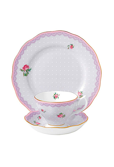 Royal Albert Candy Teacup, Saucer and 8" Plate Set Love Lilac