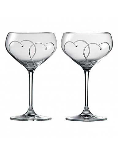 Royal Doulton Promises Two Hearts Entwined Champagne Saucer, Pair