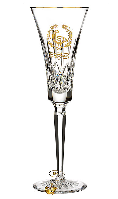 Waterford Crystal, 12 Days of Christmas Lismore Six Geese Gold Crystal Flute, Single