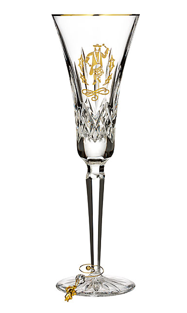 Waterford Crystal 2018 12 Days Collection Lismore Twelve Drummers Flute Gold, Single