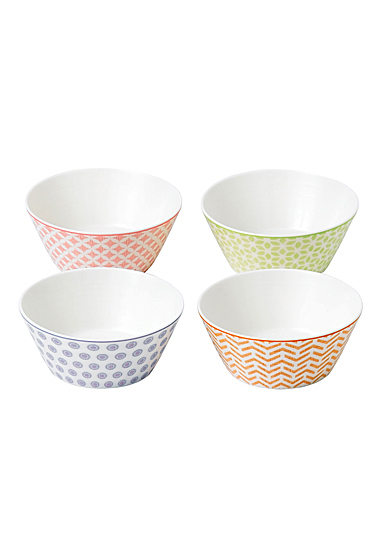 Royal Doulton Pastels Accent Bowls 4.3" Set of 4 Mixed Patterns