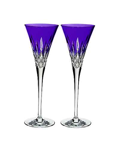 Waterford Lismore Pops Purple Toasting Crystal Flutes, Pair