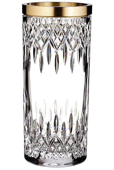 Waterford Crystal, Lismore Reflection With Gold Band 12" Crystal Vase