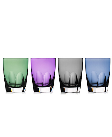 Waterford Crystal, W Mixed Colors Crystal DOF Tumblers, Set of Four