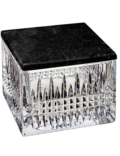 Waterford Crystal, Lismore Diamond Covered Box, With Marble Lid