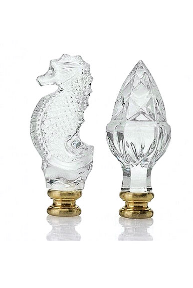 Waterford Crystal Acorn and Seahorse Lamp Finials, Set of 2