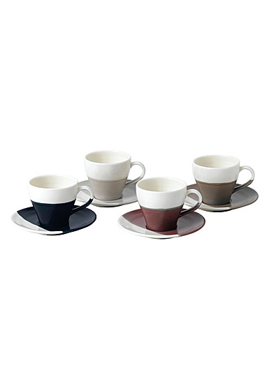 Royal Doulton Coffee Studio Espresso Cup and Saucer Set of 4 Mixed Colors